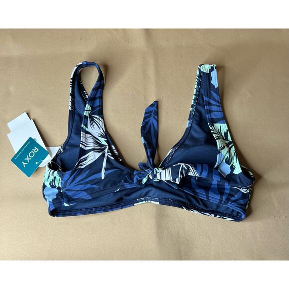 Roxy Elongated Triangle Bikini Top Mood Indigo Seaside Tropics S NWT - Picture 4 of 5